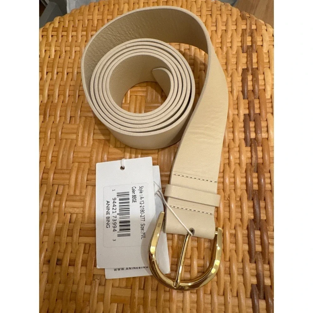 ANINE BING Chiara Belt Cowhide Leather Long Strap Size M/L